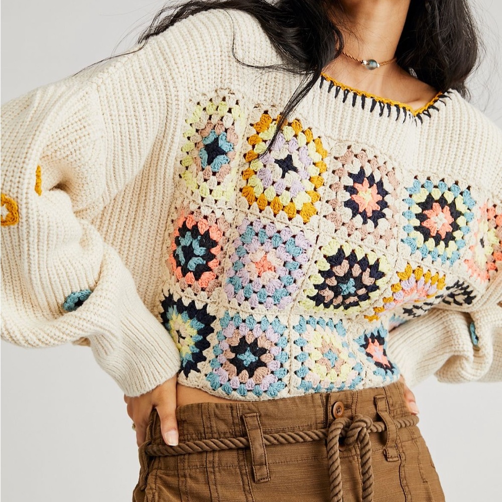 Free People Dahila Crochet Sweater Pullover - Picture 7 of 9